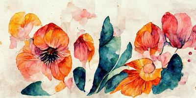 flowers watercolor pattern illustration design photo