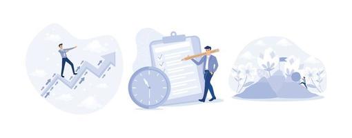 Business trend,To do list work planning or schedule,Perseverance, grit or persistence to push effort to success,set flat vector modern illustration