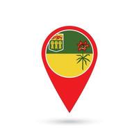 Map pointer with province Saskatchewan. Vector illustration.