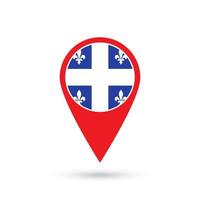 Map pointer with province Quebec. Vector illustration.