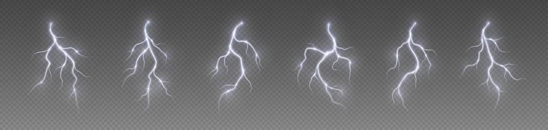 Thunderstorm lightning, thunderbolt strike, realistic electric zipper, energy flash light effect, white lightning bolt