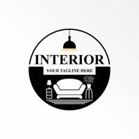 sencillo techo casa o hogar con ventana, mesa o aparador, escalera, y lámpara gráfico icono logo diseño resumen concepto vector valores propiedad interior