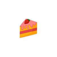 A piece of cake with a strawberry on the top. vector