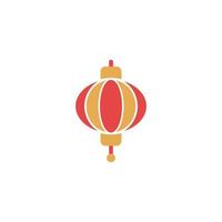 A chinese lantern icon with a red and yellow color. vector