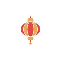 A chinese lantern icon with a red and yellow color. vector