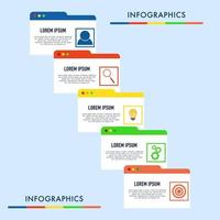 infografía negocio proceso pasos con 5 5 opciones negocio datos visualización con iconos, lata ser usado como cuadro, flujo de trabajo disposición, diagrama, datos visualización, minimalista web bandera. vector