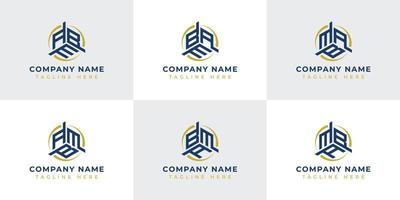 Letter ABM, AMB, BAM, BMA, MAB, MBA Hexagonal Technology Logo Set. Suitable for any business. vector