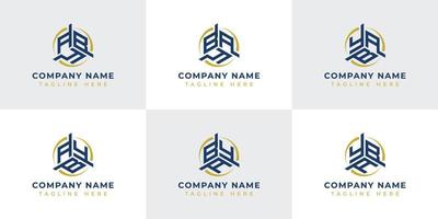 Letter ABY, AYB, BAY, BYA, YAB, YBA Hexagonal Technology Logo Set. Suitable for any business. vector