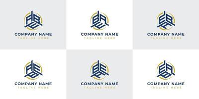 Letter ABE, AEB, BAE, BEA, EAB, EBA Hexagonal Technology Logo Set. Suitable for any business. vector