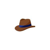 A brown hat with a blue band around the top. vector