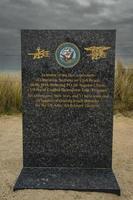 Utah beach landingsmuseum, monuments from the divisions who fought on Utah beach. Normandy France 4 februari 2023. photo