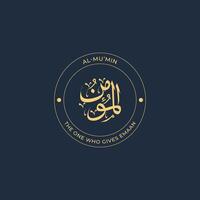 Allah's Name with meaning in Arabic Calligraphy Style vector