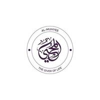 Allah's Name with meaning in Arabic Calligraphy Style vector