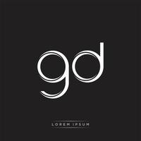 GD Initial Letter Split Lowercase Logo Modern Monogram Template Isolated on Black White vector