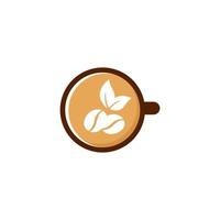 coffee leaf coffee cup logo design. coffee cup logo on white background. vector