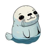 cute seal cartoon style vector