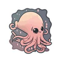 cute squid cartoon style vector