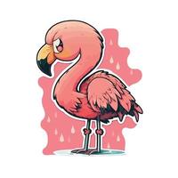 cute flamingo cartoon style vector