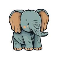 cute elephant cartoon style vector