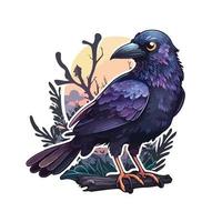 cute crow cartoon style vector