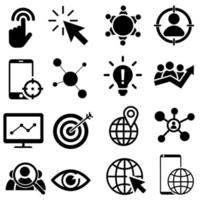 Social Media Marketing simple concept icons vector set. Contains such symbols as User Engagement. Followers sign, Call To Action, Lead conversion logo.