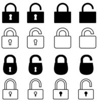 lock vector icon set. open or closed illustration sign collection. door symbol. unlock logo.