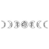 Luna fase icono vector colocar. místico celestial ilustración firmar recopilación. boho Luna símbolo o logo.