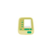 Yellow digital device with green screen and radio word on it. vector