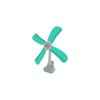 A green fan with a propeller that has a propeller on it. vector