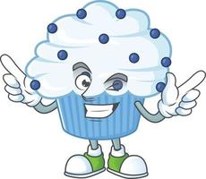 Vanilla blue cupcake Cartoon character vector