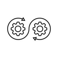 Development icon in transparent style. Devops vector illustration on isolated background. Cog with arrow business concept.