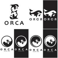 sencillo orca ballena animal ilustración logo creativo diseño, asesino ballena, submarino animal. logo para negocio, identidad y marca,insignia,conservación,ecología concepto, mar animal proteccion,vector vector