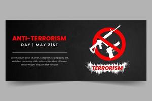 Anti-terrorism day May 21st horizontal banner with guns forbidden illustration design vector