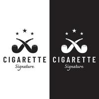 Pipe Logo design for vintage cigarette smoke.Premium cigar smoke logo. vector