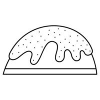 Doodle easter cake3 with sprinkling. Black and white vector illustration.