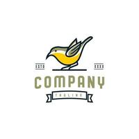 Bananaquit bird logo design template. Awesome a bananaquit bird with emblem logo. A bananaquit bird line art logotype. vector