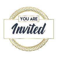 estás invitado. caligrafía texto con elegante dorado marco. mano dibujado estilo vector letras. diseño para saludo tarjetas, y invitaciones