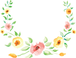 aguarela floral quadro. □ Gentil floral guirlanda. elegante floral mão desenhado Projeto para convite, Casamento ou cumprimento cartões. floral ilustração. verão aguarela quadro. png
