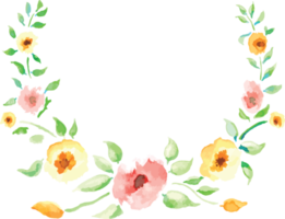 vattenfärg blommig ram. mild blommig krans. elegant blommig hand dragen design för inbjudan, bröllop eller hälsning kort. blommig illustration. sommar vattenfärg ram. png