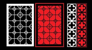 Decorative wall panels set Jali design CNC pattern, laser cutting pattern, router CNCcutting.Jali Laser cut decorative panel set with lace pattern. vector