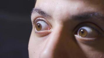 Close-up of depressed eyes. Close-up eyes of schizophrenic man. video