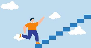 4k animation of Ladder of success. businessman climb up stair way to success. video