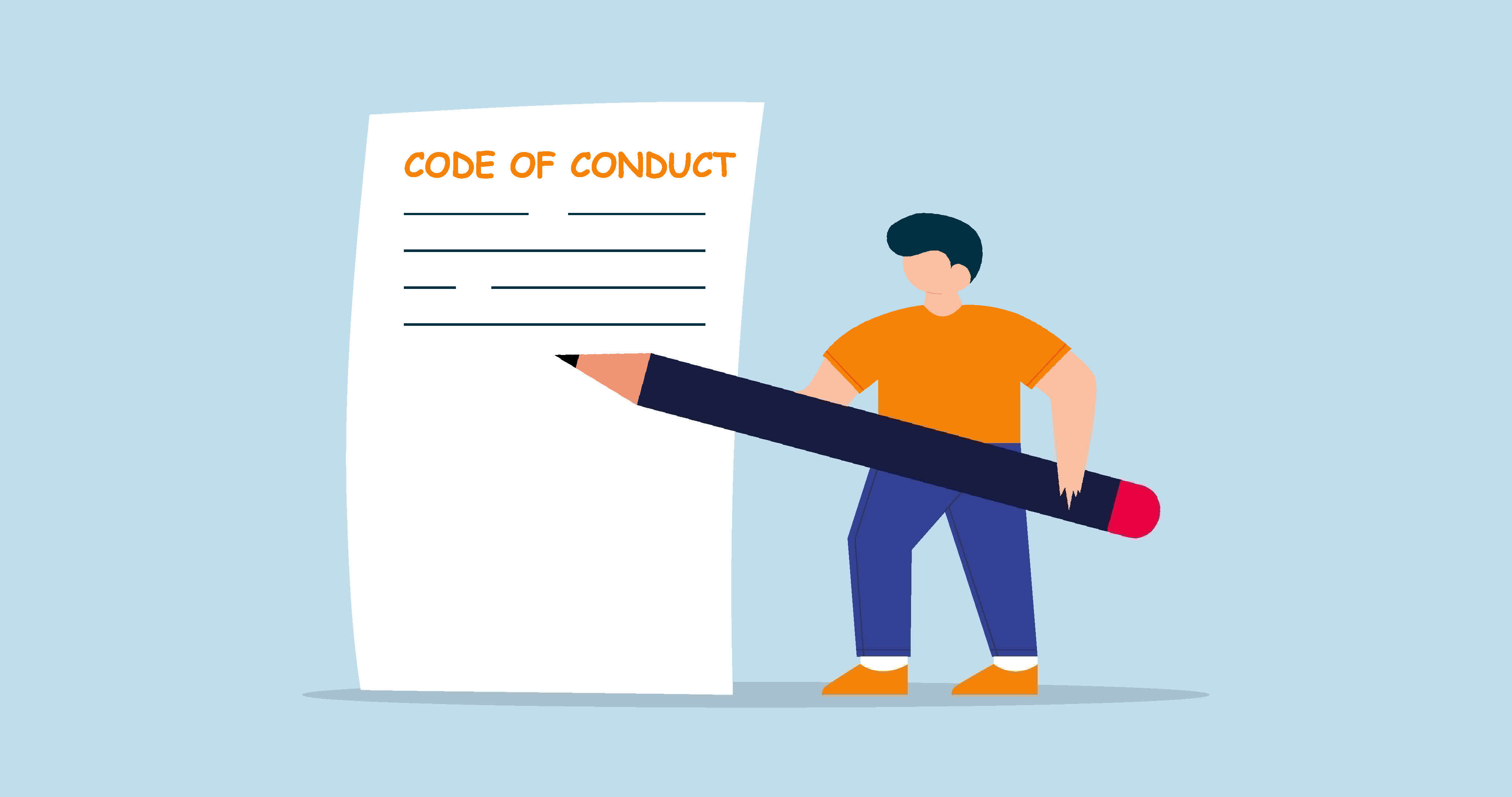 4k animation of Code of conduct. businessman writing code of conduct document
