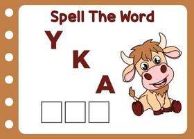 spelling the word of yak vector