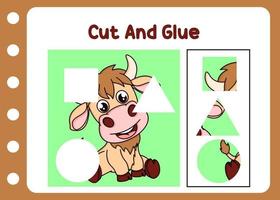 cut and glue yak cute cartoon vector