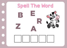 spelling word of zebra vector