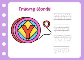 tracing the word of yo yo vector