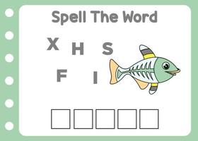 how to spell the word of x fish vector