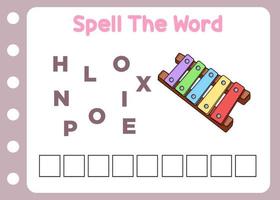 spell the word of xylophone for kids vector