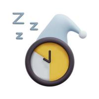 3d alarma reloj dormido icono vector. aislado en blanco antecedentes. 3d noche dormido tiempo, hora de acostarse concepto. dibujos animados mínimo estilo. 3d reloj en dormido sombrero icono vector hacer ilustración.